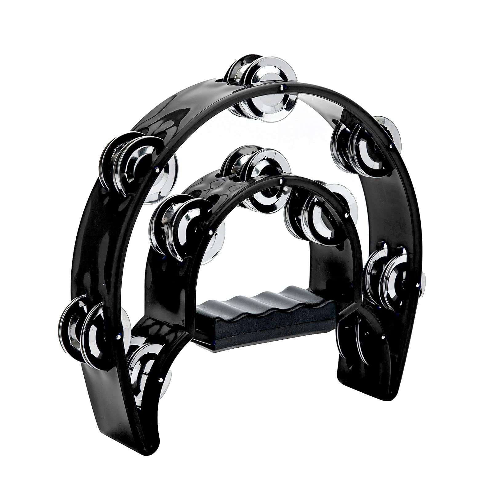 Tambourine Musfunny Double Row Metal Jingles Handheld Black