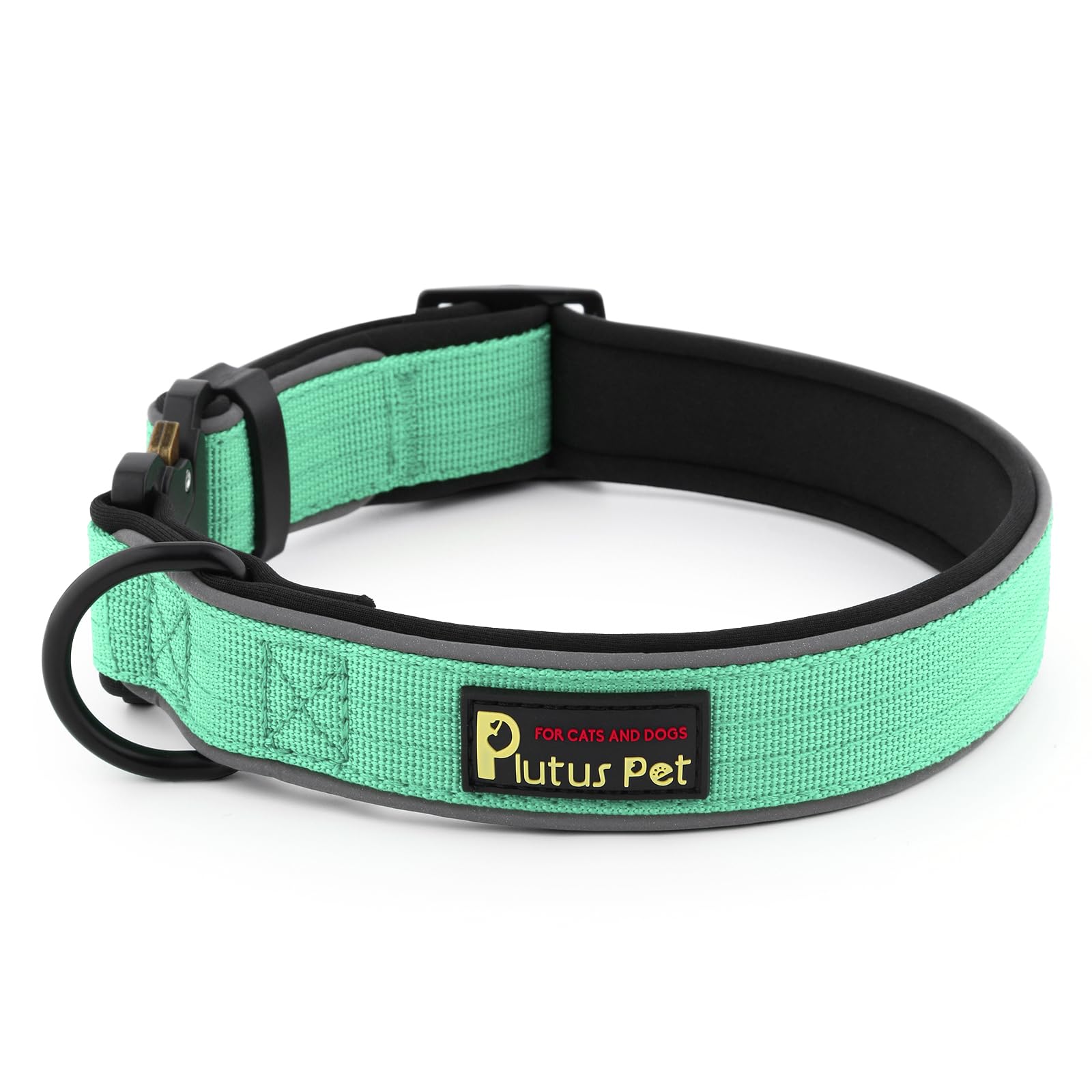 Coleira Tática Para Cães Plutus Pet Reflective Adjustable Teal M