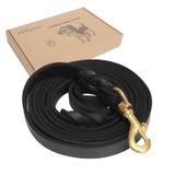 Dog Leash Guiding Star Leather 2,4 M Heavy Duty Para Cães, Preta