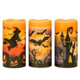 Velas Led Cintilantes Sem Chama Eldnacele, Conjunto De 3 Para Halloween