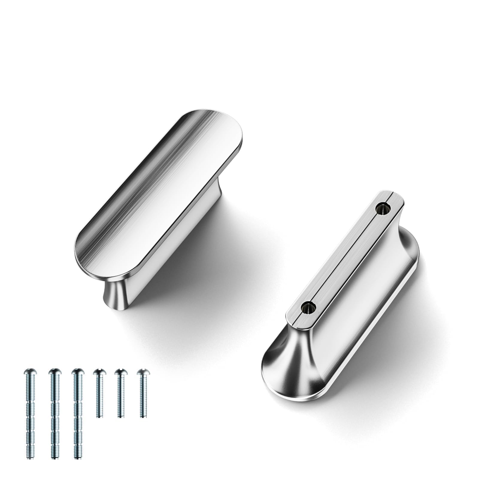 Cabinet Pulls Cobbe Em Aço Inoxidável Escovado Cromado, Pacote Com 10, 2,5 Cm