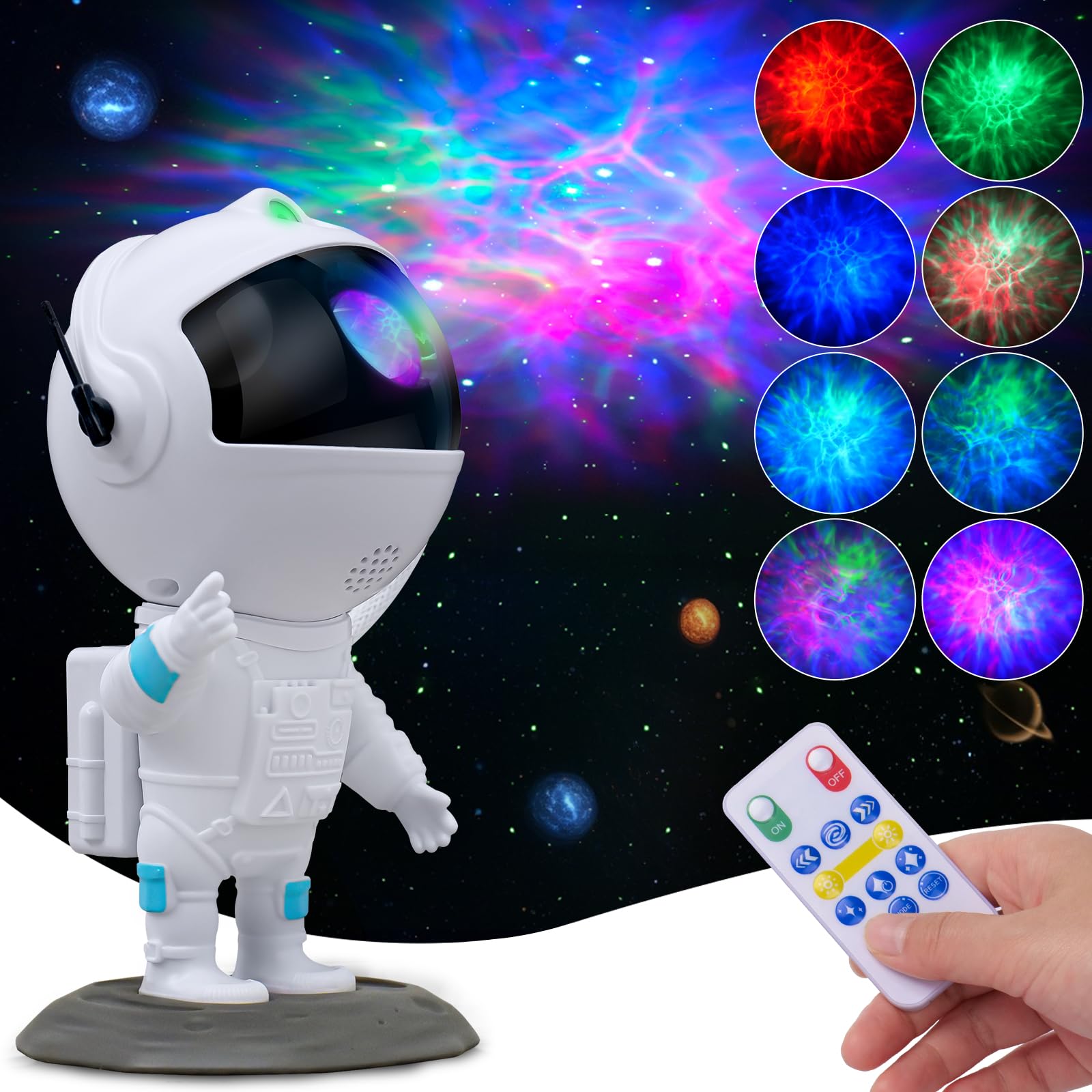Projetor Galaxy Kkup2u Astronaut Com Nebulosa Led De 8 Cores