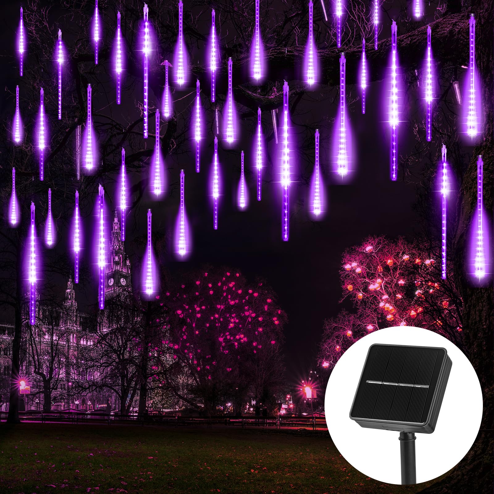 Luzes Solares De Natal Brightown Purple 8 Tube 288 Led