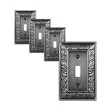 Placa De Cobertura De Interruptor Treewell Single Toggle, Pacote Com 4 Unidades Prateadas