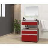 Gabinete Para Banheiro Com Cuba E Espelheira 60cm Safira Contarini Vinho