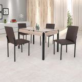 Conjunto Sala De Jantar Mesa Dubai 120x75cm Tampo Vidro Com 4 Cadeiras Ciplafe Carvalho/preto/linho Marrom