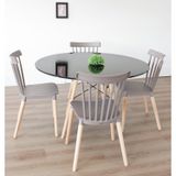 Conjunto Sala De Jantar Mesa Eiffel Redonda 120cm Tampo Mdf Com 4 Cadeiras Janaína Rivatti