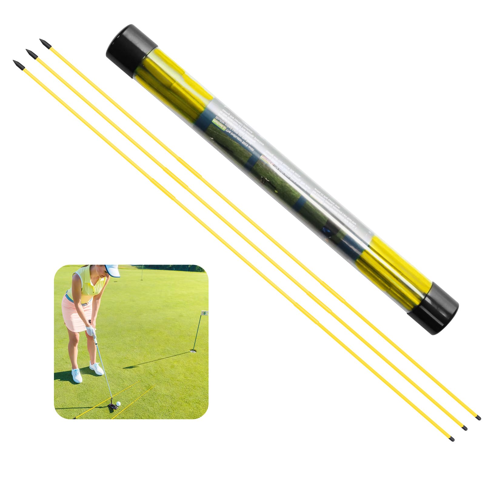 Golf Alignment Sticks Rods Swing Trainer, Pacote Com 3 Finger Ten