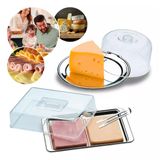 Kit Café: Porta Frios E Queijeira Inox Com Tampa Acrílica