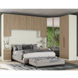 Quarto Modulado Solteiro Completo 5 Peças 10 Portas Predileto Areia Hp/jequitibá