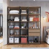 Guarda Roupa Closet 3 Peças Com 2 Gavetas E 14 Nichos Easy Preto/montana
