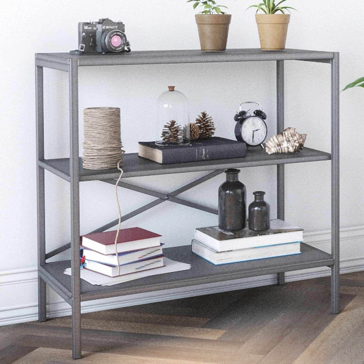 Estante 2 Prateleiras Saquarema Proa Cimento Queimado