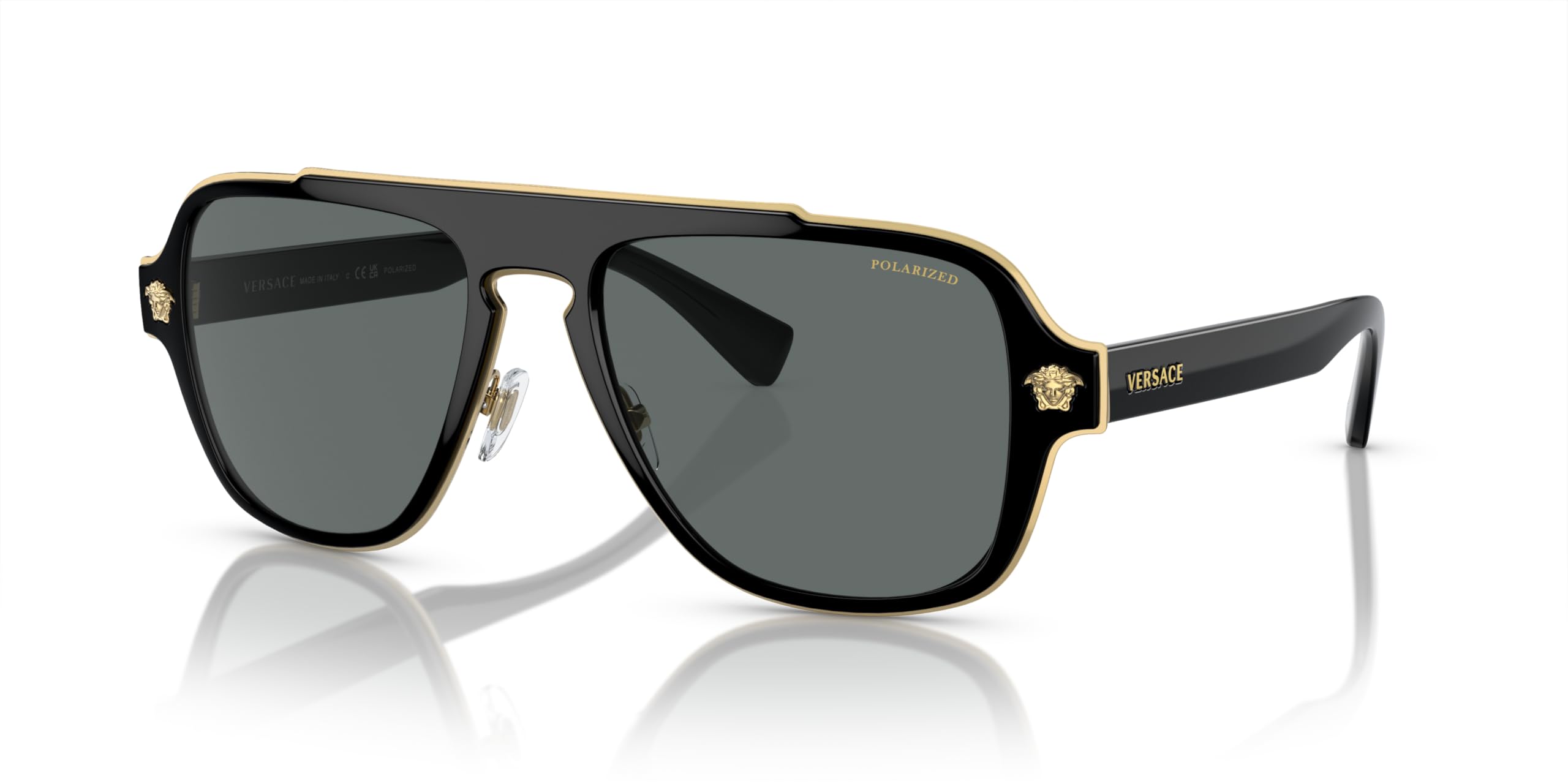 Óculos De Sol Versace Man Black Frame Light Grey Mirror Silver