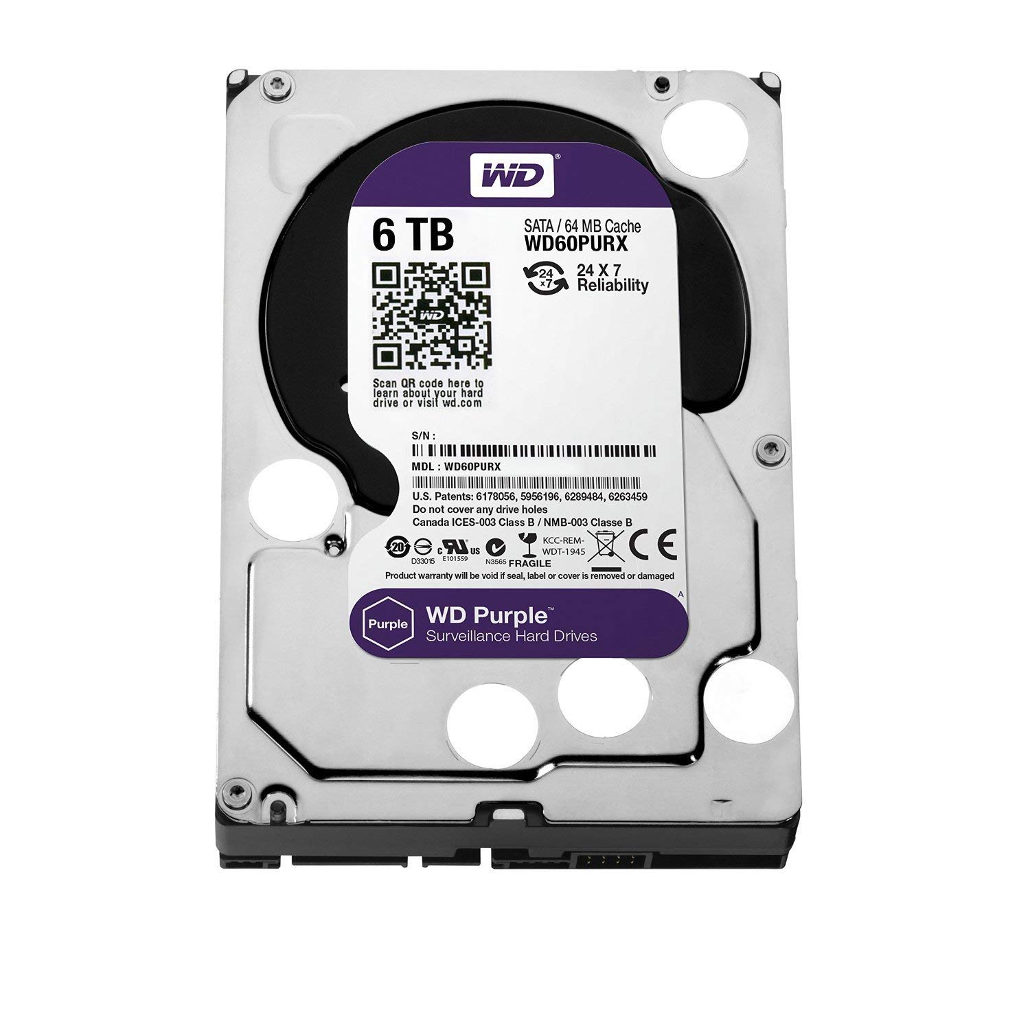 Unidade De Disco Rígido De Vigilância Western Digital Wd Purple 6tb