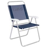Cadeira De Praia E Piscina Em Alumínio Master Plus Até 120 Kg Azul Zelt