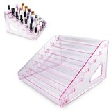 Expositor Suporte Esmaltes Acrílico 7 Degraus Rosa Para 80un