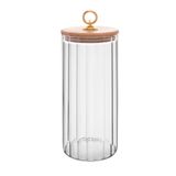 Pote Porta Mantimentos De Vidro Canelado C/tampa De Bambu E Puxador De Metal Classic 1,150 Litros Wolff