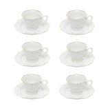 Cj 6 Xícaras P/café C/pires De Porcelana Branca Maldivas C/filete Dourado 80ml Wolff