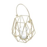 Porta Vela De Metal Dourado 15x15cm Royal Decor