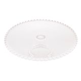 Prato C/pé Para Bolo Cristal Coração Transparente 31,5cm Lyor