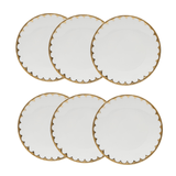 Cj 6 Pratos Rasos De Porcelana Egg Branco/dourado 27cm Wolff