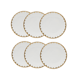 Cj 6 Pratos Rasos P/sobremesa De Porcelana Egg Branco/dourado 19cm Wolff