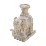 Porta Velas De Poliresina Elefante Indiano Dourado 16x17cm Royal Decor
