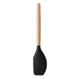 Espátula Pão Duro De Silicone Preto C/ Cabo Bambu Charmy Lyor