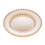 Prato Raso P/sobremesa Cristal Coração Âmbar Metalizado 20cm Lyor