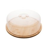 Prato P/bolo De Bambu Com Tampa Plástica 28cm Lyor