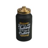 Pote De Vidro Preto Fosco Decorativo C/tampa De Metal Dourado 1,3 Litros Royal Decor