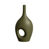 Vaso Decorativo Em Cerâmica Verde 38x18cm