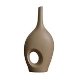 Vaso Decorativo Em Cerâmica Marrom 38x18cm