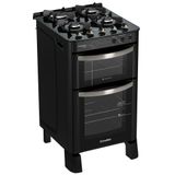 Fogão Esmaltec Diamante Glass 4 Bocas Preto Com Duplo Forno E Timer Sonoro