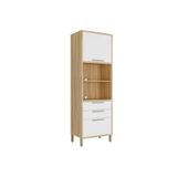 Paneleiro De Cozinha Modulado Syrah Torre Quente Com 2 Portas E 2 Gavetas 74x225m Amendoa-off White - Ronipa