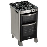 Fogão Esmaltec Diamante Glass 4 Bocas Inox com Duplo Forno e Timer Sonoro