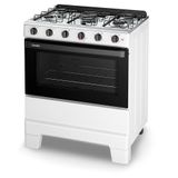 Fogão Esmaltec Ideal Pop 5 Bocas Branco Com Forno Limpa Fácil