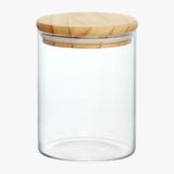 Pote De Vidro Hermético Com Tampa De Bambu 550ml