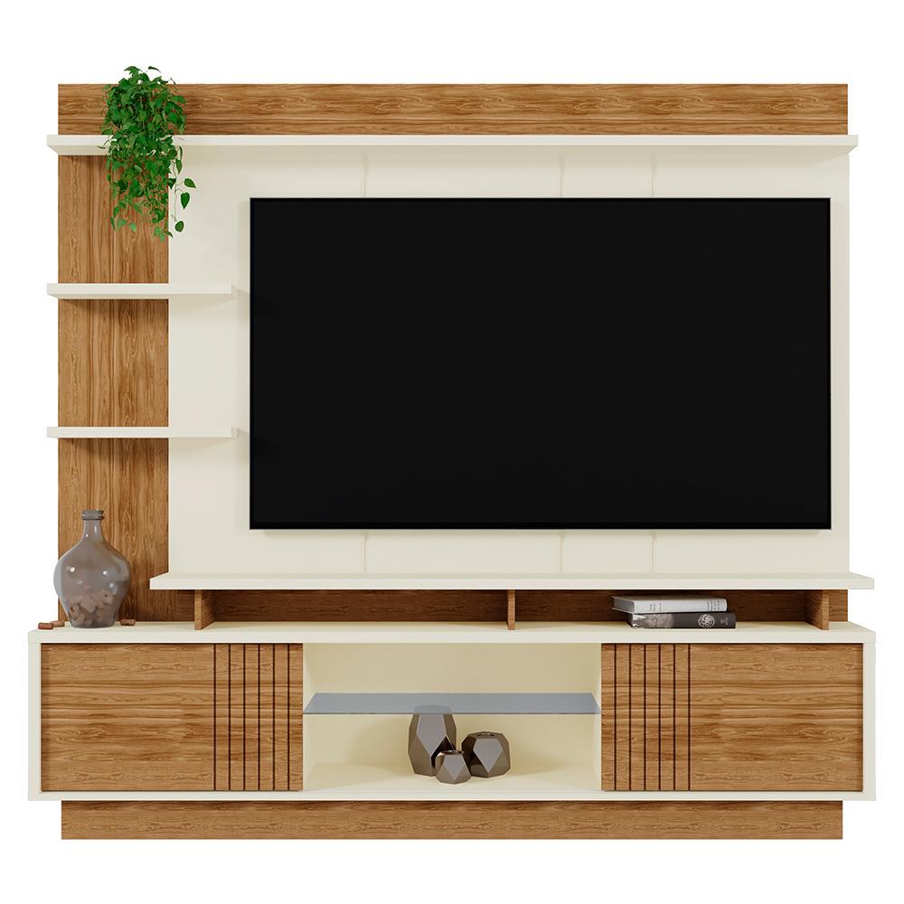 Estante Home Vinhedos 200cm Off White/amêndoa Para Tv Até 65 - Mobler