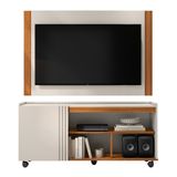 Rack Bancada Toledo Com Painel Fresno Pérola Metalizado/cinamomo Mel Para Tv Até 60 - Mobler