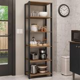 Armário Estante Multiuso Organizador 5 Prateleiras 59cm Rustic Preto Madesa