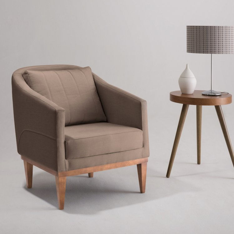 Poltrona em Veludo Requadro Agatha Sofani Marrom/Natural