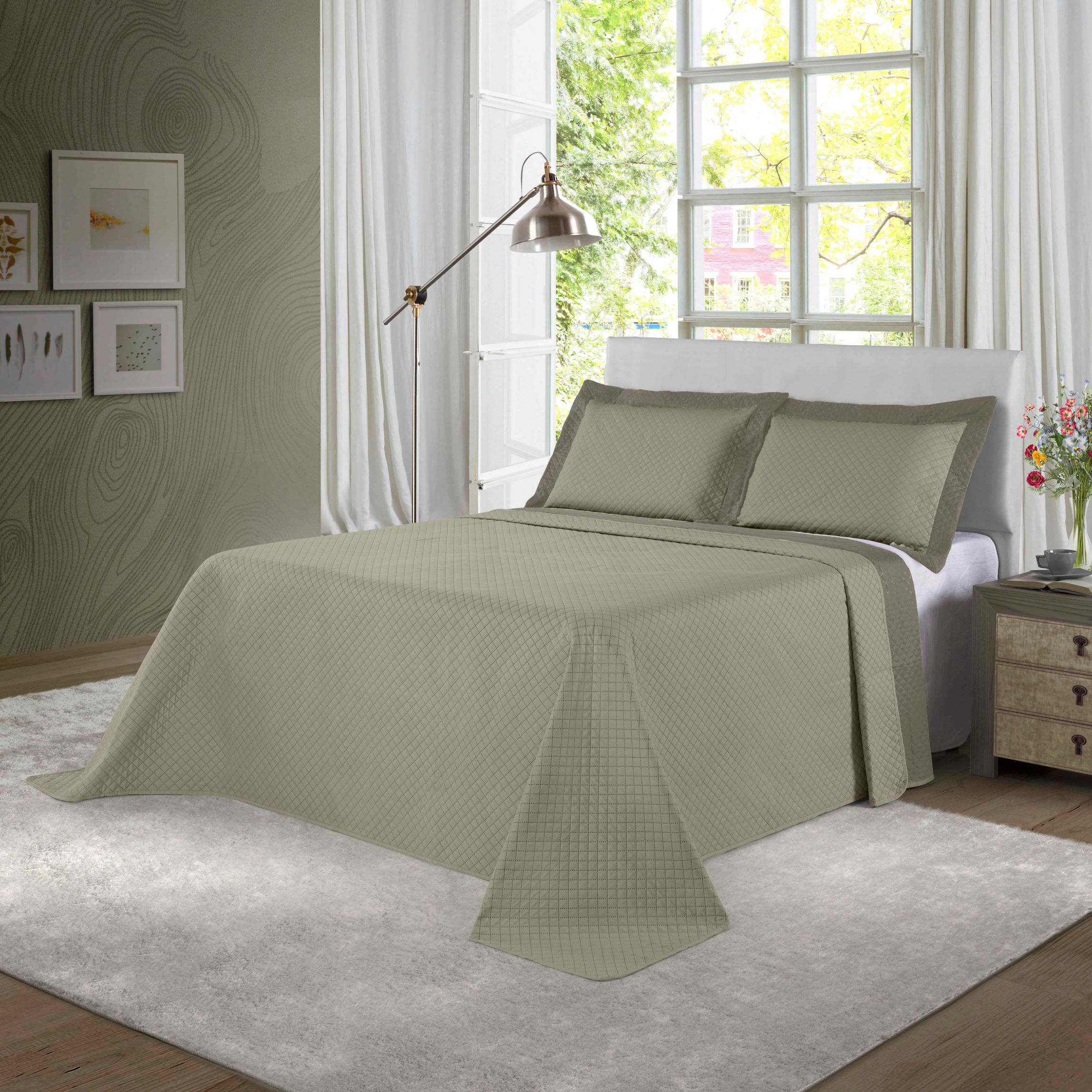 Kit Colcha Cobre-leito Queen Bouti De Microfibra Ultrasonic Stone Tekstil