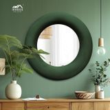 Espelho Decorativo Madrid Veludo 60cm Redondo Verde Escuro