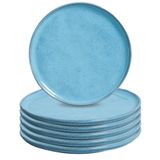 Pratos De Sobremesa De Cerâmica Stoneware Bio Breeze Azul 6 Peças - Porto Brasil