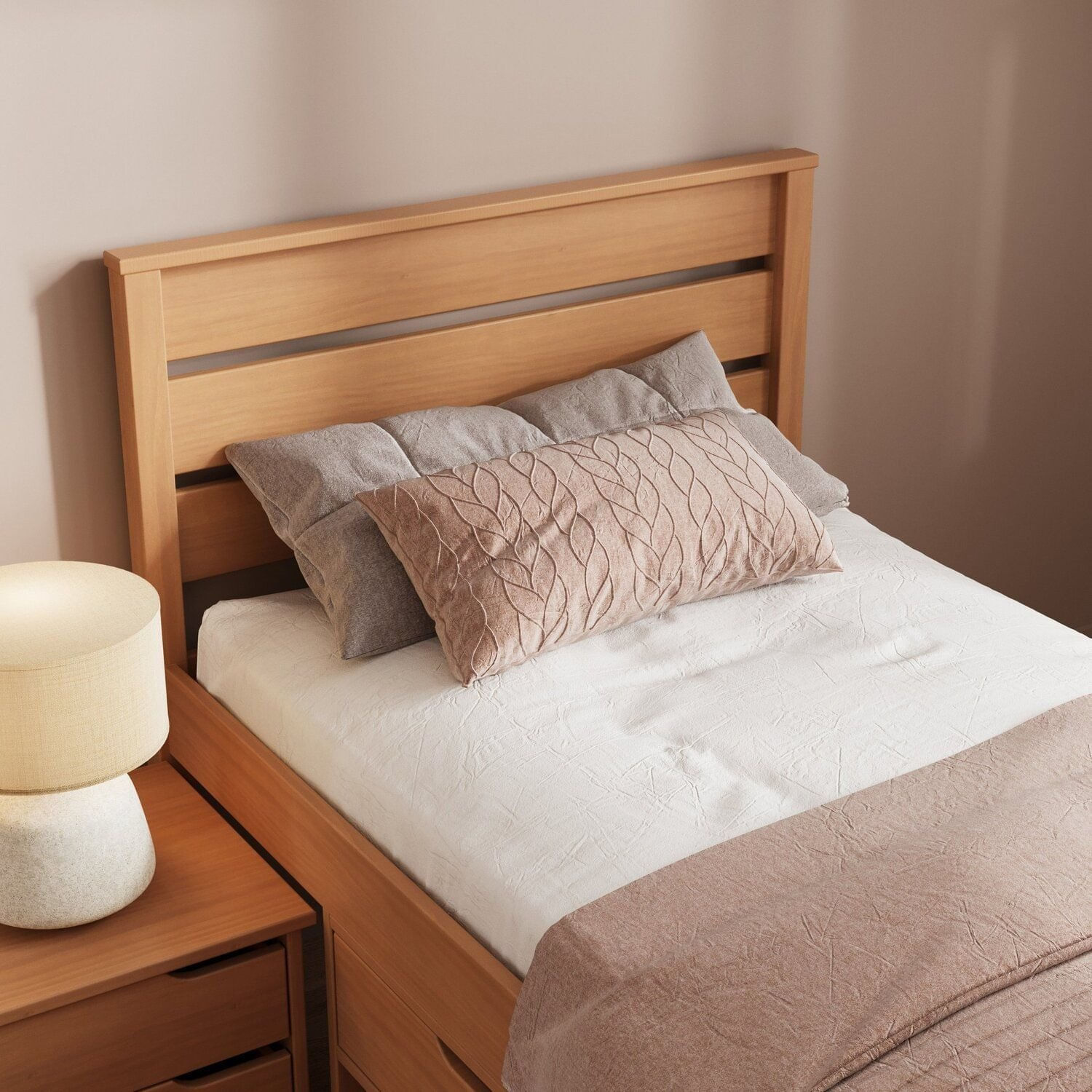 Cabeceira Solteiro Charme / Beauty Madeira Maciça Amendoa