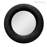 Espelho Decorativo Madrid Veludo 60cm Redondo Preto