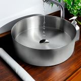 Cuba Banheiro Redonda Escovada Aço Inox 304 Aço Escovado