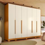 Guarda-roupa 6 Portas 6 Gavetas Fascínio Cinamomo / Off White