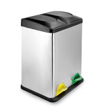 Lixeira Dupla Inox Coleta Seletiva 30l 2 Divisórias